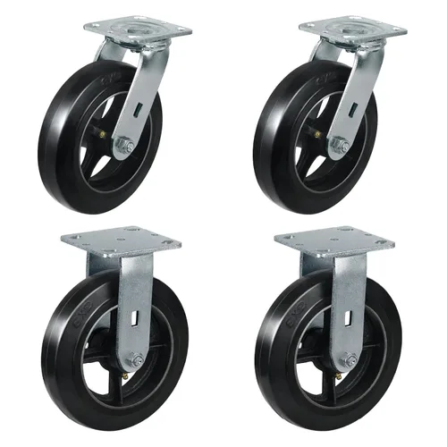 Miniatura 46 de Ruedas industriales de 5 x 2 pulgadas, rueda de goma en hierro fundido, juego de 4 ruedas resistentes con capacidad de hasta 1800 libras