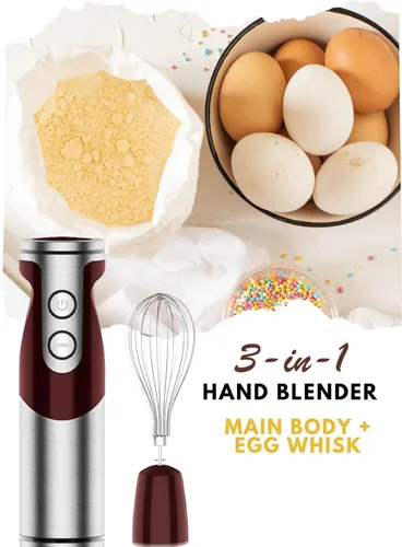 Miniatura 5 de MegaWise Juego de batidora de mano 3 en 1 con control de velocidad variable, licuadora de inmersión de 400W - Incluye batidor, espumador de leche