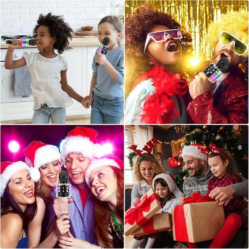 Miniatura 7 de BlueFire Micrófono inalámbrico de karaoke 4 en 1 con luces LED, micrófono portátil para niños, grandes regalos juguetes para niños, niñas, niños