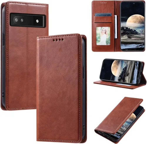 Miniatura 40 de Funda de cuero compatible con Google Pixel 7, compatible con Google Pixel 7 5G GVU6C GQML3 Flip Folio PU Funda de cuero negro