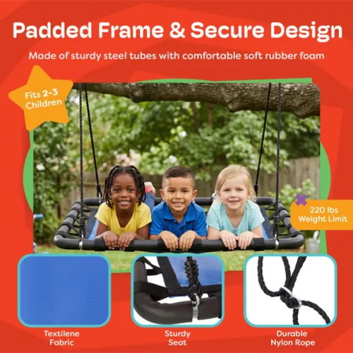 Miniatura 2 de Hey Play - Columpio de plataforma para niños, juego de columpios, rama de árbol o parque infantil, plataforma rectangular de 40 x 30 pulgadas