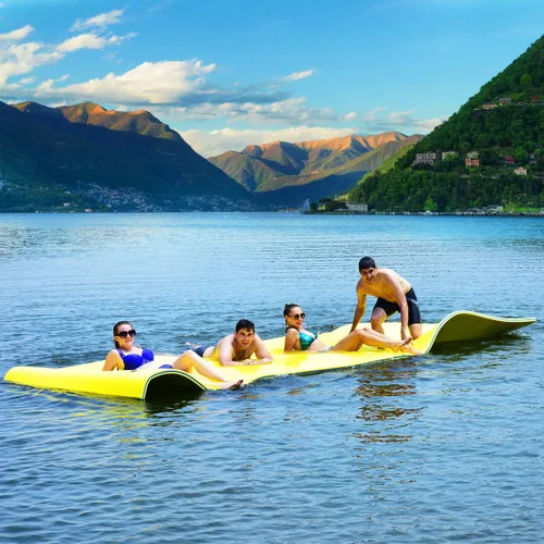 Miniatura 7 de Goplus Almohadilla de agua flotante, almohadilla de lirio para recreación acuática y relajación, alfombrilla flotante de espuma XPE resistente a
