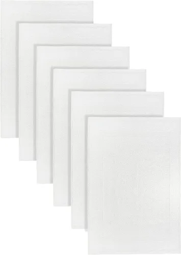 Paquete de 6 toallas de baño blancas de 20 x 30 pulgadas, tapetes de baño económicos de hotel para piso de baño, calidad de hotel y tapetes de baño