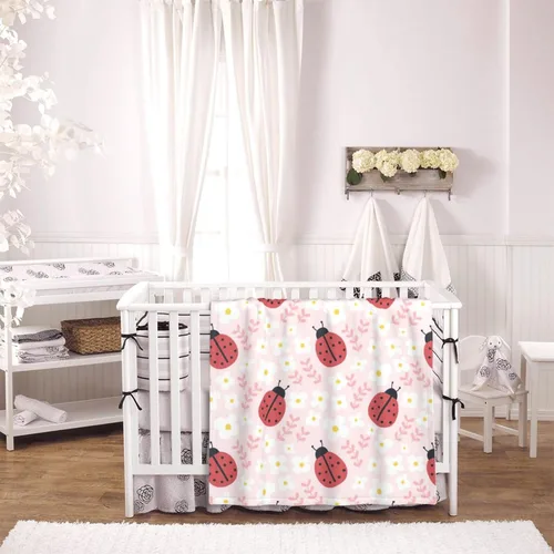 Miniatura 5 de Bonita manta de bebé de mariquita para niñas y niños, manta de felpa suave, para niños pequeños y recién nacidos, guardería, cochecito, cuna, regalo