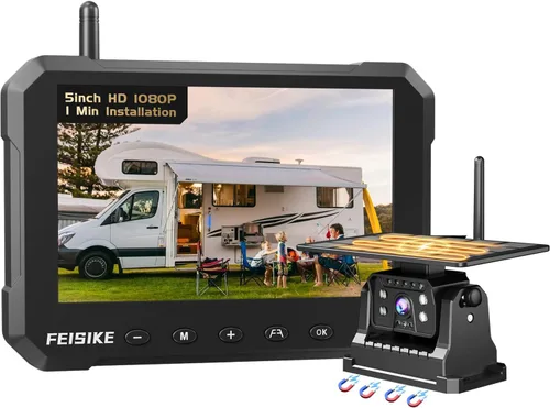 Miniatura 10 de FEISIKE Cámara de respaldo, visión nocturna IR 1080P con monitor, cámara de visión trasera plug-play fácil de instalar, gran angular de 150 grados