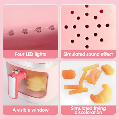 Miniatura 2 de Juego de electrodomésticos de cocina con freidora de aire de juguete para niños, accesorios de cocina con sonido e iluminación, comida de juego que