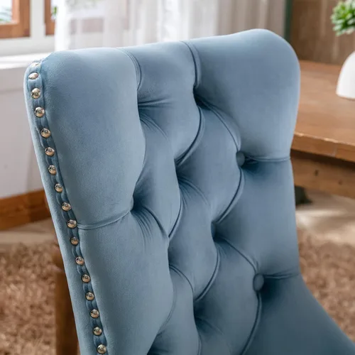 Miniatura 9 de Silla de comedor copetuda moderna de terciopelo para comedor, sillas de comedor tapizadas con remache de clavo, anillo trasero para cocina, comedor