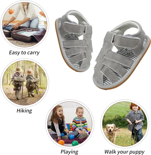 Miniatura 12 de Sandalias para bebé niña niño, suela antideslizante suave de primera calidad, sandalias de bebé para bebé, zapatos de playa casuales de verano