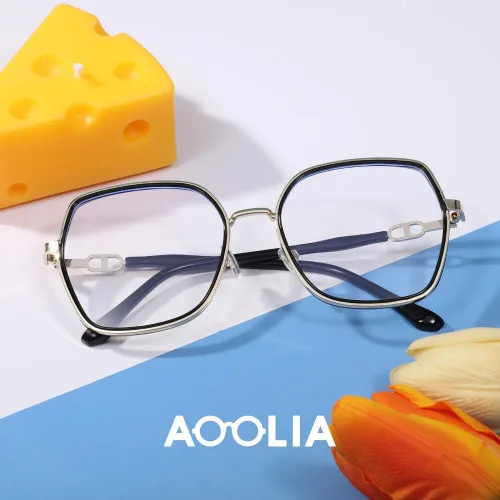 Miniatura 2 de Gafas grandes con bloqueo de luz azul para mujeres y hombres, elegantes lentes de metal Retr Anti-UV Antifatiga Anti-Blue Eye Glasses