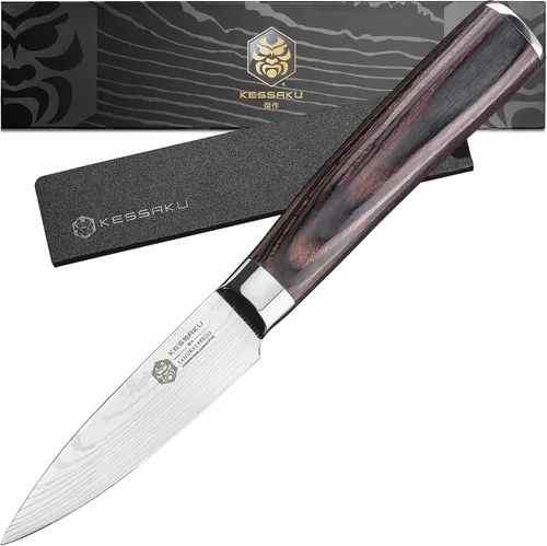 Miniatura 10 de KESSAKU Cuchillo multiusos dentado de 5.5 pulgadas - Serie Samurai - Cuchillo de cocina afilado - Acero inoxidable de alto carbono forjado 7Cr17MoV
