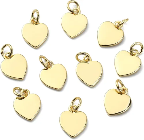 Miniatura 10 de DanLingJewelry 10 dijes de metal chapados en oro de 18 quilates con palabras rectangulares de buena suerte para hacer joyas, pulseras, collares