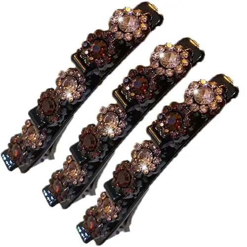 Miniatura 10 de 3 piezas de banda de doble capa, diadema trenzada, horquilla de cocodrilo, pinzas para el cabello, flequillo mágico, horquilla para el cabello