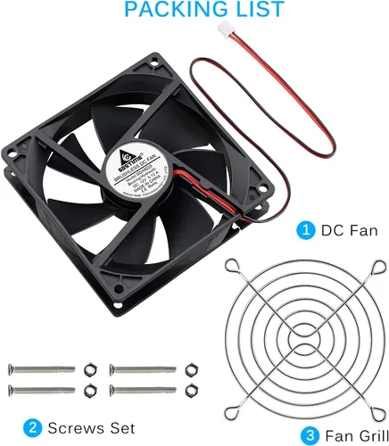 Miniatura 7 de GDSTIME 3.622 in x 3.622 in x 0.984 in 3.543 in 3.6 pulgadas 12v sin escobillas DC ventilador de enfriamiento 2 pines