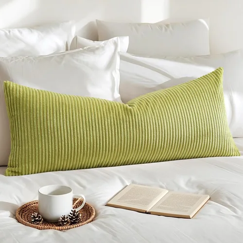 Miniatura 41 de Artscope Fundas de Almohada de Pana a Rayas Acogedoras Súper Suaves Decorativas Oblongas Fundas de Almohada Decorativa Funda de Cojín para Sofá