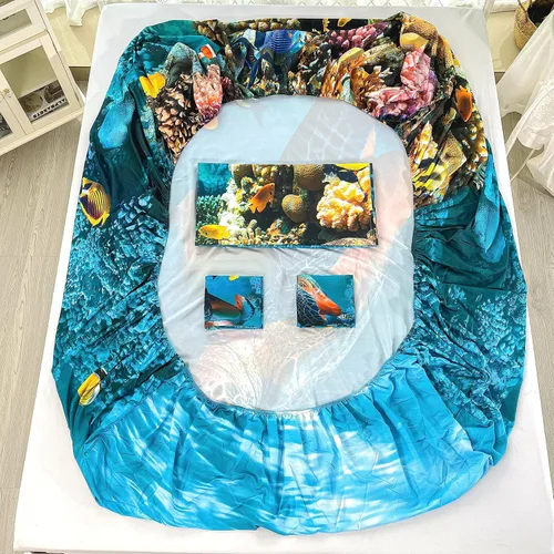 Miniatura 8 de CVHOUSE Juego de sábanas bajeras de tortuga marina, tamaño individual, juego de ropa de cama de tortuga para niños y niñas, 1 sábana encimera y 1 A4