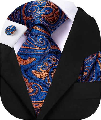 Miniatura 34 de Dubulle Corbata tejida de cachemira para hombre y gemelos de pañuelo para hombre, conjunto de gemelos para boda formal y negocios