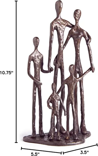 Miniatura 4 de Danya B. Decoración de estantes para el hogar (ZD11021) – Arte de metal fundido en arena escultura de bronce familia de cinco – Forrado
