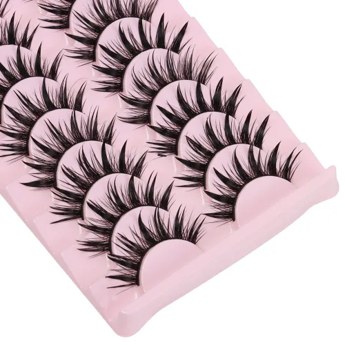 Miniatura 3 de 10 pares de pestañas de manga de aspecto húmedo, efecto ojo de gato, extensión de pestañas de visón puntiagudas, estilo japonés para cosplay, A03