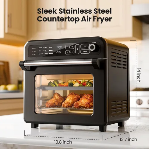 Miniatura 3 de Kismile Combo de horno tostador de freidora de aire de 18 cuartos de galón, horno de convección de encimera 12 en 1, 70 a 450 ℉, hornear, asar