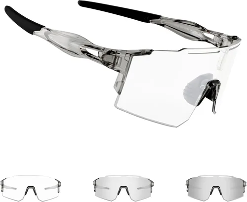 Miniatura 16 de OULAIQI Gafas de sol de ciclismo, polarizadas, para hombres y mujeres, con 1 lente o 3 lentes intercambiables, gafas de béisbol Rojo