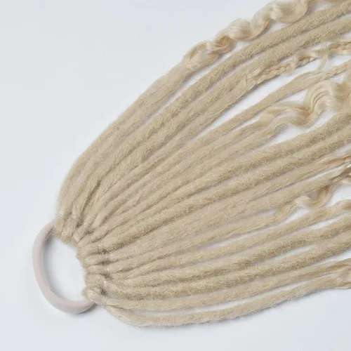 Miniatura 2 de Extensiones de cabello de cola de caballo elásticas mixtas 3 en 1, 24 pulgadas de largo, cola de caballo vikinga trenzada a mano, 1 unidad, rubio