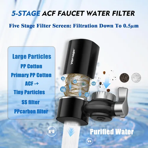 Miniatura 5 de Vortopt Filtro de grifo, certificado NSF, sistema de purificación de agua de alta eficiencia de 400 galones, eliminación rápida del 99% de cloro