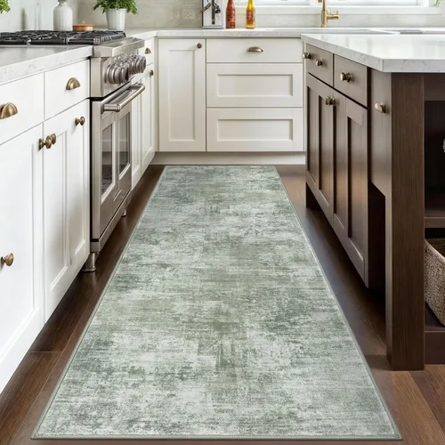 Miniatura 636 de IOHOUZE Alfombra abstracta lavable de 3 x 12 pies para pasillos, antideslizante para cocina, camino de entrada de lana sintética para interiores