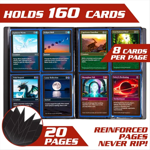 Miniatura 2 de Monster - Carpeta para tarjetas coleccionables de 4 bolsillos, álbum Holofoil negro, protección TCG antirrobo y anticaídas con bolsillos laterales