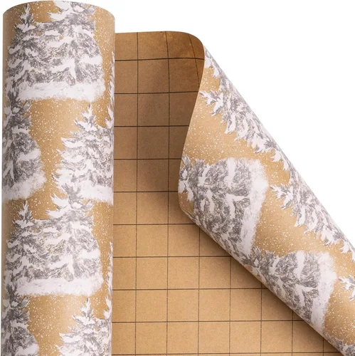 Miniatura 6 de RUSPEPA - Papel de envolver de Navidad, rollo jumbo de papel kraft – diseño de árbol de Navidad blanco para envolver regalos navideños – 24 pulgadas