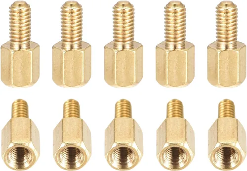 Miniatura 7 de DTGN M3x4x4mm (DxHLxML) - Separador hexagonal de latón -100Pack- Bueno para máquinas electrónicas - Tuercas de tornillo espaciadoras macho a hembra