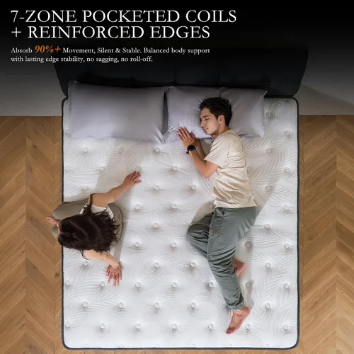 Miniatura 3 de Colchón tamaño individual mediano de 12 pulgadas de gel refrescante de espuma viscoelástica híbrida de 7 zonas, cama en una caja, funda