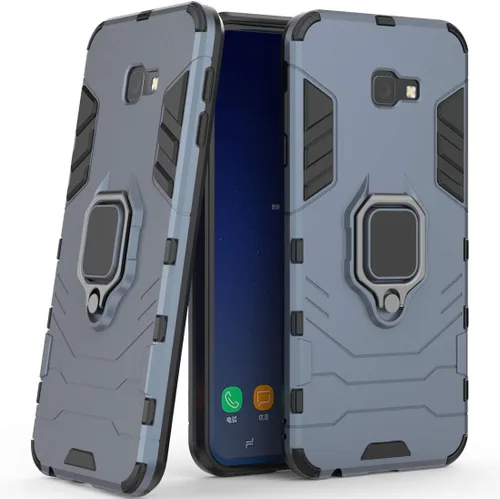 Miniatura 9 de Compatible con Galaxy J4+ (2018), soporte de anillo de metal, a prueba de golpes, parachoques duro (funciona con soporte magnético para automóvil)