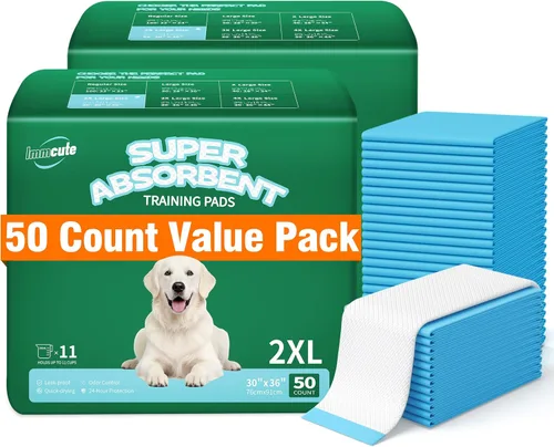 Miniatura 9 de IMMCUTE Almohadillas extragrandes para orina de perro de 36 x 36 pulgadas, 30 unidades, almohadillas de entrenamiento para orina de cachorros, súper