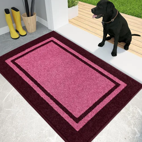 Miniatura 14 de PURRUGS Tapete para puerta con atrapamiento de suciedad, 20 x 32 pulgadas, antideslizante, lavable a máquina, tapete de entrada, tapete para puerta
