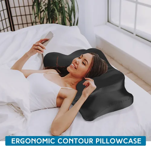 Miniatura 5 de Hahafelt Funda de Almohada Cervical para el Cuello (Solo Funda de Almohada) Funda de Almohada de Satén con Cremallera Funda de Almohada de Contorno