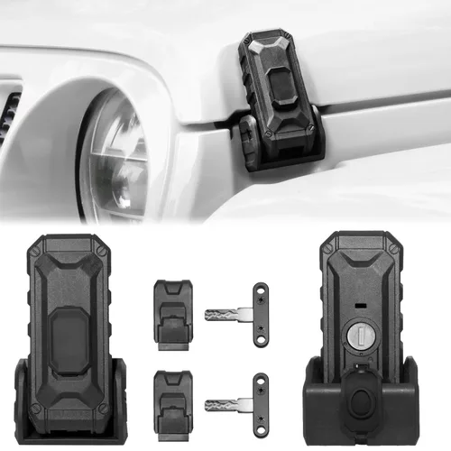 Miniatura 11 de Pestillo de capó de bloqueo con llaves, pestillo de capó para Jeep Wrangler JK/JKU 2007-2017, accesorios antirrobo, resistente al polvo y al agua