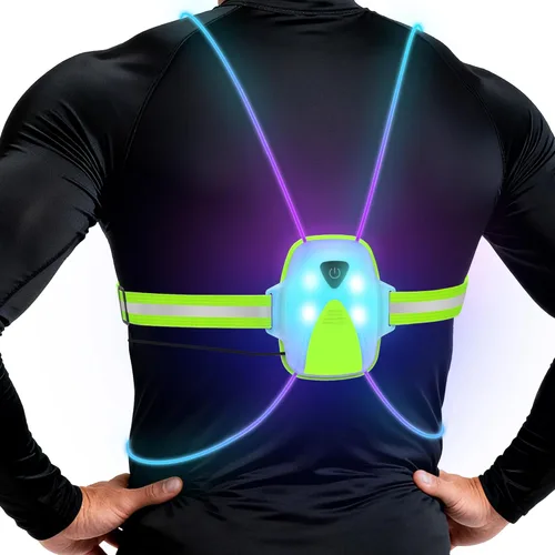 LED Reflective Running Vest Lights for Runners, Running Lights with Front Light, Safety USB Rechargeable Reflective Night Lights For Men/Women