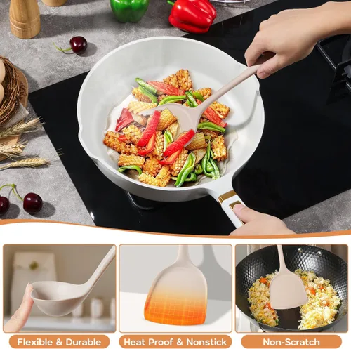Miniatura 3 de Onader Juego de Utensilios de Cocina, Utensilios de Cocina de Silicona No Tóxicos, 6 Piezas Gadgets de Cocina Resistentes al Calor para Utensilios