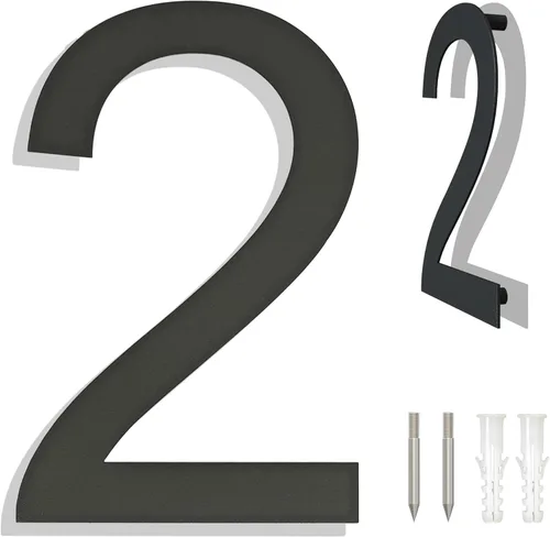 Miniatura 13 de Números grandes de acero inoxidable de 8 pulgadas, número de puerta de dirección de casa moderno negro para exterior, fácil de instalar, negro mate