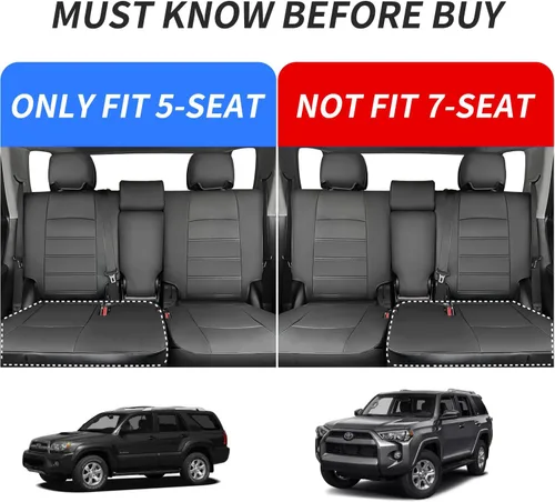Miniatura 2 de coverdream Fundas de asiento de cuero impermeables 4Runner de ajuste personalizado para Toyota 4Runner 2010-2024 (5 plazas), cobertura completa