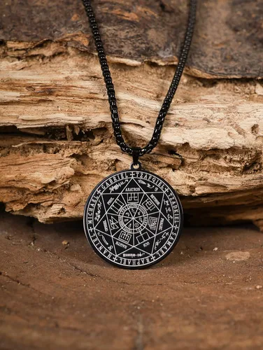 Miniatura 3 de HAQUIL Stainless Steel Seal of The Seven Archangels Medallion Pendant Necklace, Box Chain, Jewelry Gift for Men and Women