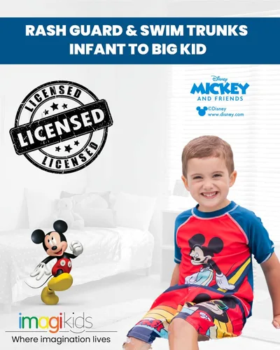 Miniatura 3 de Disney Mickey Mouse - Conjunto de traje de baño y camiseta de neopreno para bebés y niños pequeños