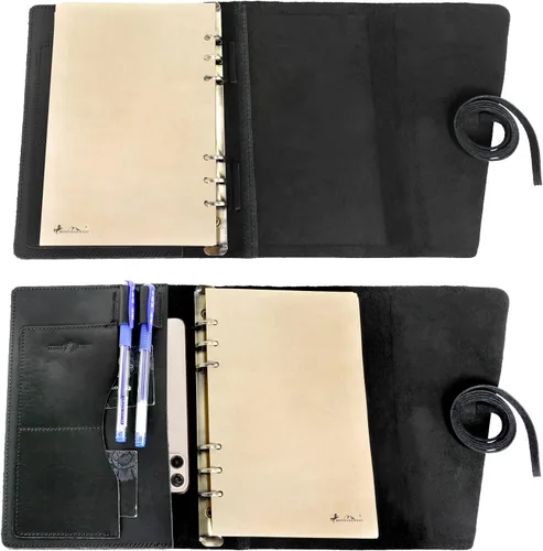 Miniatura 3 de Montana West Cuaderno de cuero genuino para mujeres y hombres, diario vintage recargable para escribir, carpeta de mano de 6 anillas, diario
