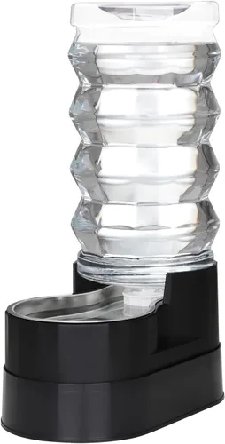 Miniatura 15 de RIZZARI Dispensador de agua grande para perros: 8L de gravedad elevada en negro, dispensador automático de acero inoxidable con cepillo Perla