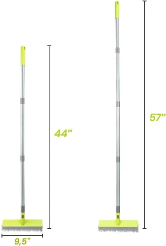 Miniatura 6 de Cepillo 2 en 1 para raspar y cerdas rígidas para limpiar concreto, patio, garaje, cocina, alfombra y baño, mango largo de 57 pulgadas