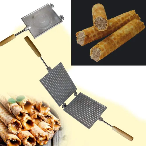 Molde Maker Sweet Waffles Hornear galletas rusas Forma rectangular Aleación de aluminio Utensilios para hornear + libro de colores con recetas rusas