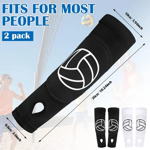 Miniatura 3 de Newcotte 2 pares de mangas de brazo de voleibol, mangas de antebrazo con almohadillas de protección y orificio para el pulgar acolchado, 12 pulgadas