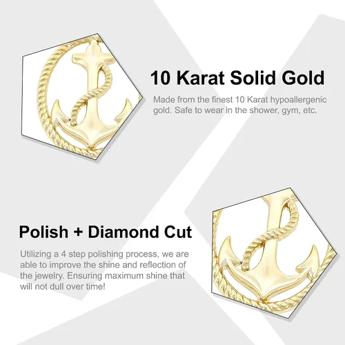 Miniatura 3 de Colgante Ancla de Oro - Oro de 10 quilates - Joyería Náutica - Joyas de ancla