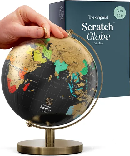Luckies Scratch Globe - Globo para rascar - Mapa del mundo - Mapa de viaje - Estados Unidos y Australia - Mapas del mundo viajeros - Mapas coloridos