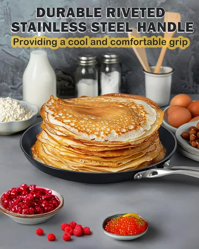 Miniatura 5 de Cooks Standard Sartén antiadherente de cerámica anodizada dura para crepas, plancha de 10.5 pulgadas, sartén para tortilla Dosa Tawa, utensilios